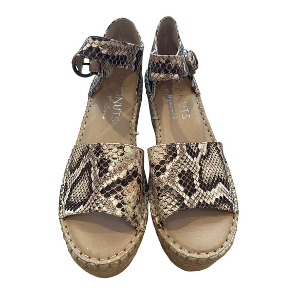 Coconuts by Matisse Shoes - Coconuts by Matisse Flirty Snakeskin Espadrille Wedge Sandals Brown Tan Sz 8.5M
